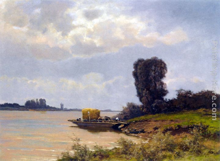 A Ferry In A Summer Landscape painting - Louis Apol A Ferry In A Summer Landscape art painting